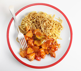 Image showing Chicken sweet and sour high angle