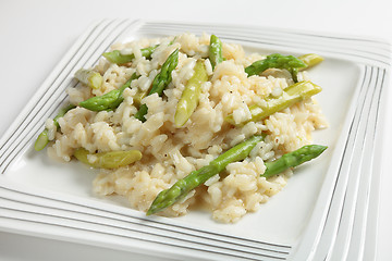 Image showing Asparagus risotto plate