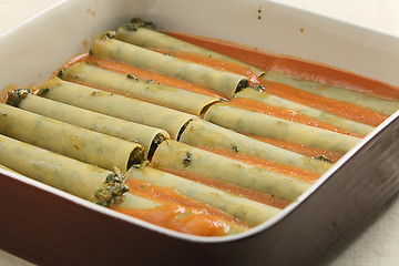 Image showing Cannelloni in baking dish