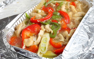 Image showing Shredded chicken and pepper slices