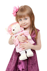 Image showing portrait of a little girl 4 years old with a plush toy