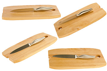 Image showing table knife and wooden cutting board