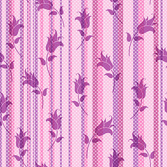 Image showing Seamless striped pink floral pattern