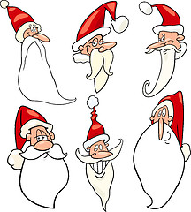 Image showing funny santa claus cartoon faces icons set