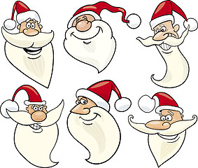 Image showing cheerful santa claus cartoon faces icons set