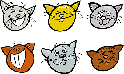 Image showing Cartoon funny cats heads set