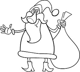 Image showing santa claus cartoon for coloring book