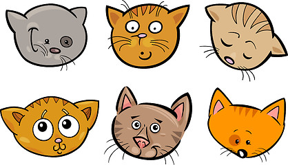 Image showing Cartoon funny cats heads set