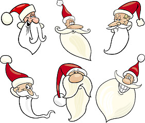 Image showing cheerful santa claus cartoon faces icons set