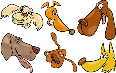 Image showing Cartoon happy dogs heads set