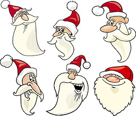 Image showing happy santa claus cartoon faces icons set