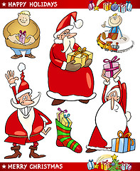 Image showing Santa and Christmas Themes Cartoon Set