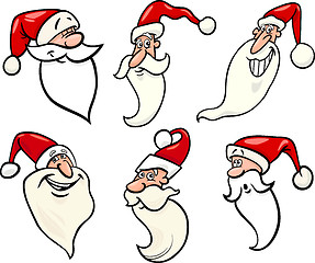 Image showing funny santa claus cartoon faces icons set