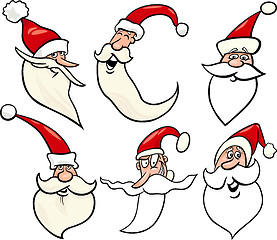 Image showing happy santa claus cartoon faces icons set