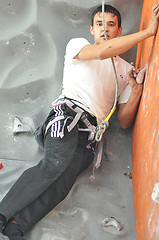 Image showing Competitions in rock climbing