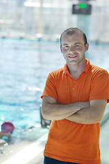 Image showing happy child group  at swimming pool