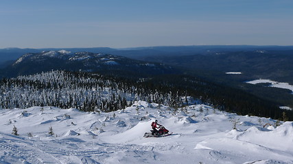 Image showing snowmobiling in russian carelia