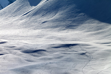 Image showing Tracks on ski slope, off-piste