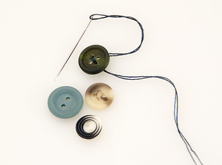 Image showing Sew a button with a needle and thread