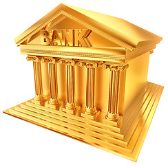 Image showing 3D golden symbol of a bank building