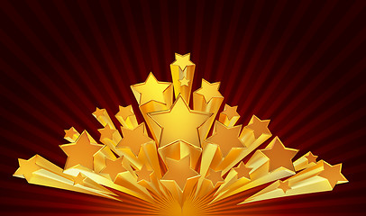 Image showing moving golden stars on brown background