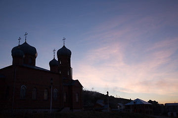 Image showing Church sunset background