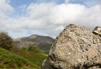 Image showing Lichen covered rock in Lake District