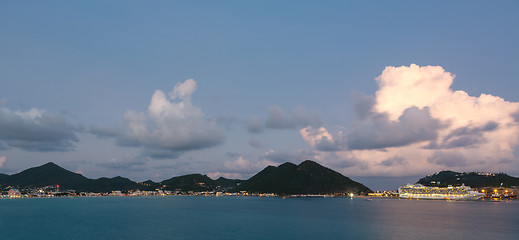 Image showing Dramatic evening at Philipsburg Sint Maarten