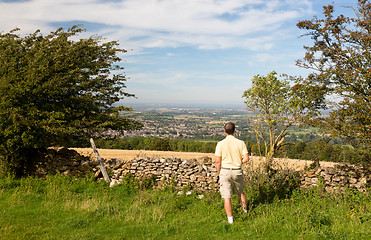 Image showing Senior viewing over Winchcombe from Belas Nap