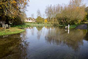Image showing Seat overlooking deep ford in Shilton Oxford