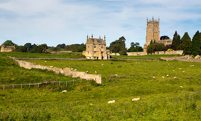 Image showing Church St James across meadow in Chipping Campden