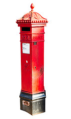 Image showing Victoria era red post office mailbox in street