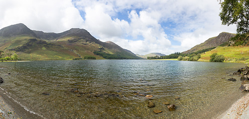 Image showing View down length of Buttermere in Lake District