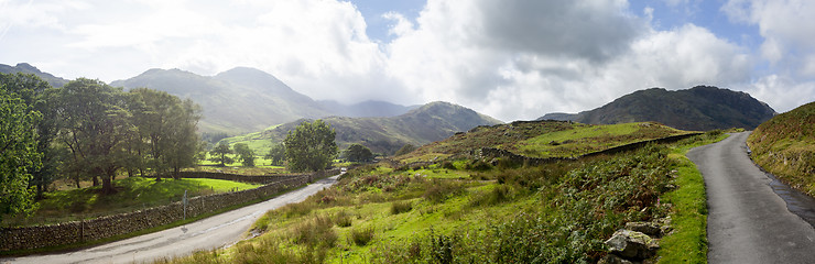 Image showing Road meet a junction in English Lake District