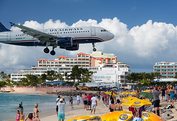 Image showing Airplane lands at Princess Juliana airport