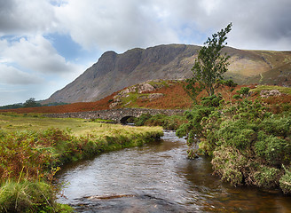 Image showing Stone bridge over river by Wastwater