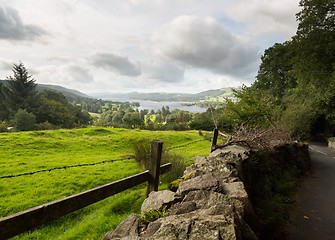 Image showing Overlook of Coniston Water in Lake District