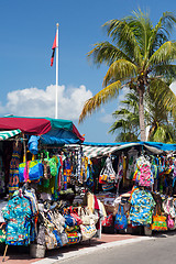 Image showing Clothes stall in market in Marigot St Martin