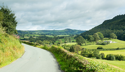 Image showing Road leads to distance in Welsh valley