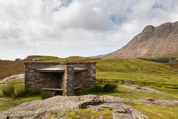 Image showing Hikers shelter at Wast Water in lake district