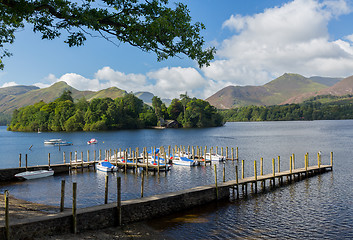 Image showing Boats on Derwent Water in Lake District