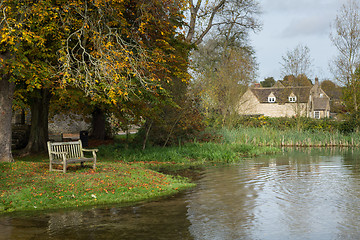 Image showing Seat overlooking deep ford in Shilton Oxford