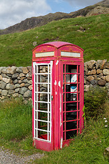 Image showing Old BT phone box in Lake District being renovated