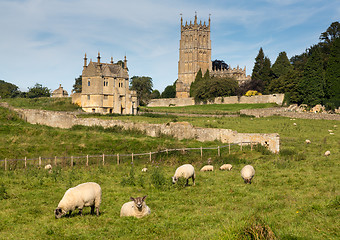 Image showing Church St James across meadow in Chipping Campden