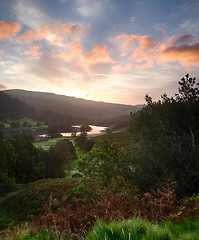 Image showing Sunrise over Rydal Water in Lake District