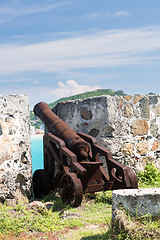 Image showing Old cannon rusting on St Martin Caribbean