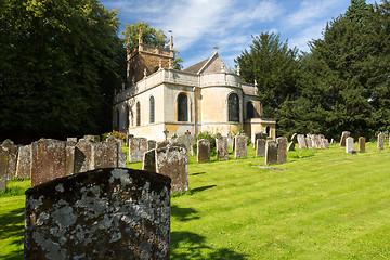 Image showing Church and graveyard in Honington Cotswolds