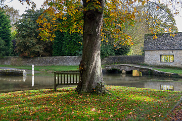 Image showing Seat overlooking deep ford in Shilton Oxford