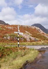 Image showing Old road sign at Wast Water in Wasdale