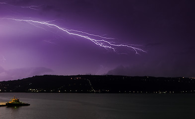 Image showing Lightning over Souda Bay